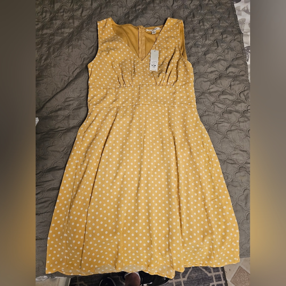 Francescas Yellow Polka Dot Dress NWT